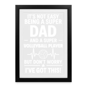 Coeur + Volley-ball – Super papa Joueur de volley-ball - Affiche encadrée (27 × 37 cm) - noir - Devant