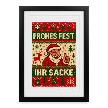 Merry Christmas, you sacks Ugly Christmas - Framed poster (27 × 37 cm) - black - Front