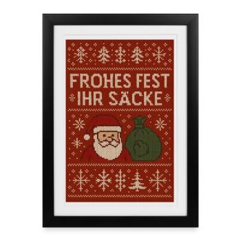 Merry Christmas, you sacks! - Framed poster (27 × 37 cm) - black - Front