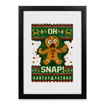 Oh Snap Gingerbread Man Ugly Christmas - Framed poster (27 × 37 cm) - black - Front