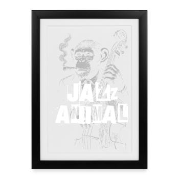 Singe Jazz Bass Animal - Affiche encadrée (27 × 37 cm) - noir - Devant