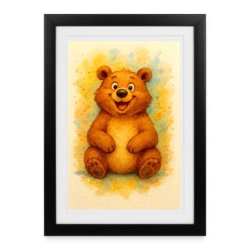 Joy Bear im Aquarell - Gerahmtes Poster (27 × 37 cm) - Schwarz - Vorne