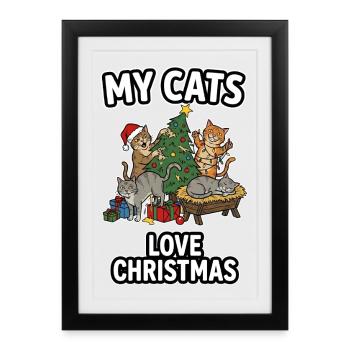 Chats Anti-Noël Diction drôle - Affiche encadrée (27 × 37 cm) - noir - Devant