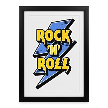 Rock 'N' Roll Lightning Bolt - Gerahmtes Poster (27 × 37 cm) - Schwarz - Vorne