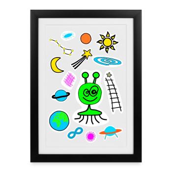 Gribouillis d’espace - Affiche encadrée (27 × 37 cm) - noir - Devant