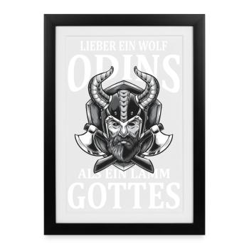Lieber Ein Wolf Odins Als Ein Lamm Gottes Wikinger - Framed poster (27 × 37 cm) - black - Front