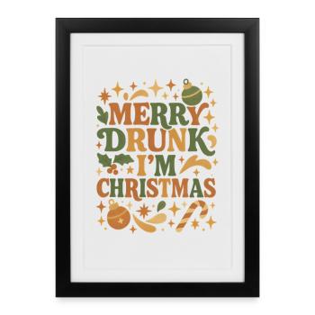 Merry Drunk In Christmas Ugly Sweater Christmas - Framed poster (27 × 37 cm) - black - Front