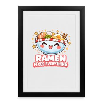 Kawaii Ramen Noodles Japan Retro - Framed poster (27 × 37 cm) - black - Front