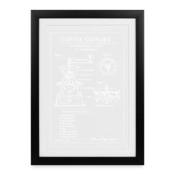 Vintage Coffee Grinder Blueprint - Framed poster (27 × 37 cm) - black - Front