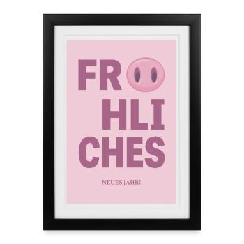 Happy New Year – New Year Greeting Design - Framed poster (27 × 37 cm) - black - Front