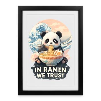 Panda Ramen Great Wave Japan - Framed poster (27 × 37 cm) - black - Front