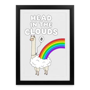 Head In The Clouds 8. Geburtstag Alpaka - Gerahmtes Poster (27 × 37 cm) - Schwarz - Vorne