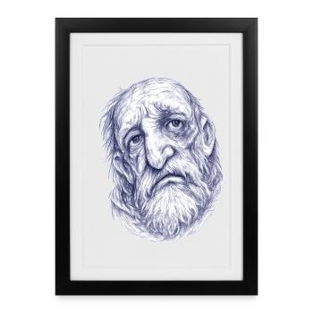 Old Man Sketch Portrait - Framed poster (27 × 37 cm) - black - Front