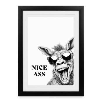 Nice Ass – Funny Donkey Poster with Humor - Framed poster (27 × 37 cm) - black - Front