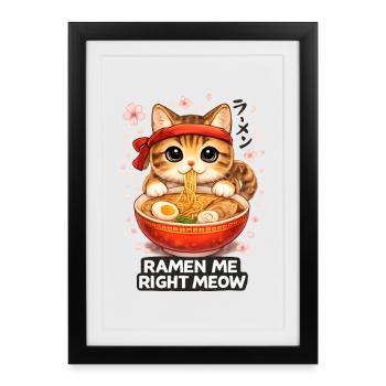 Ramen Chat - Affiche encadrée (27 × 37 cm) - noir - Devant