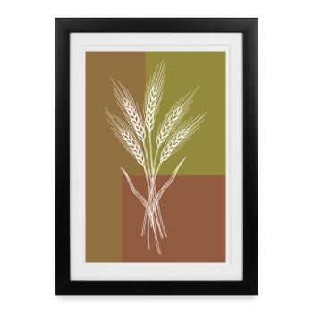 Wheat Ears Line Art – Nature Motif - Framed poster (27 × 37 cm) - black - Front