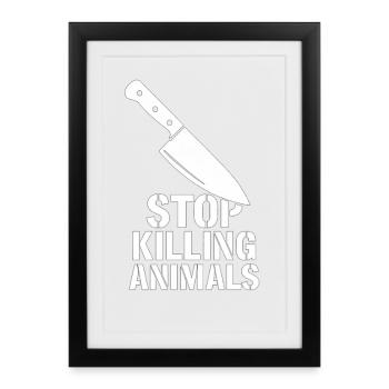 Motif du couteau Stop à la cruauté envers les animaux - Affiche encadrée (27 × 37 cm) - noir - Devant