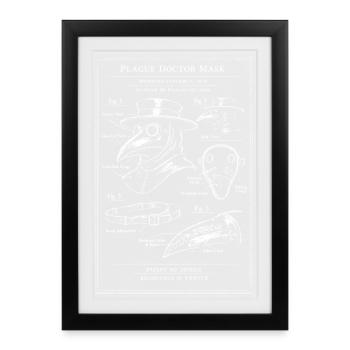 Plan du masque du Médecin de la Peste - Affiche encadrée (27 × 37 cm) - noir - Devant