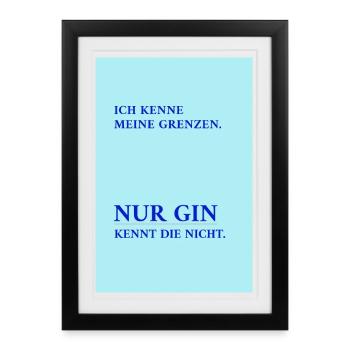 Seul le gin connaît mes limites – drôle de phrase - Affiche encadrée (27 × 37 cm) - noir - Devant