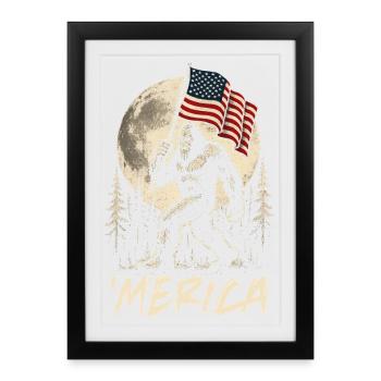 America Bigfoot Moon Funny Bigfoot for Men z - Framed poster (27 × 37 cm) - black - Front