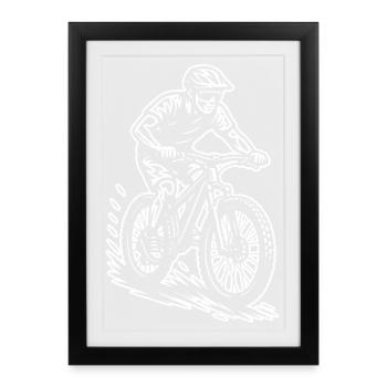Clear mountain bike motif for every day - Framed poster (27 × 37 cm) - black - Front
