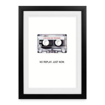 Pas de replay. À l’instant. – Conception rétro de cassette - Affiche encadrée (27 × 37 cm) - noir - Devant