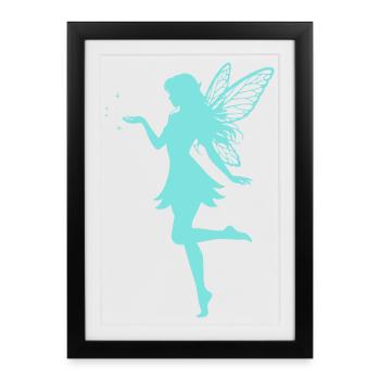 Silhouette de fée avec des étoiles - Affiche encadrée (27 × 37 cm) - noir - Devant