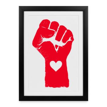 Red Fist with Heart - Framed poster (27 × 37 cm) - black - Front