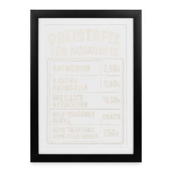 Liste des prix pour les informations sur les proverbes drôles - Affiche encadrée (27 × 37 cm) - noir - Devant