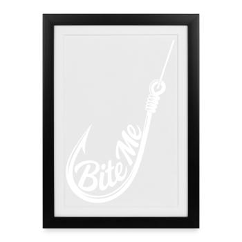 Bite Me Hook Silhouette Tee - Framed poster (27 × 37 cm) - black - Front