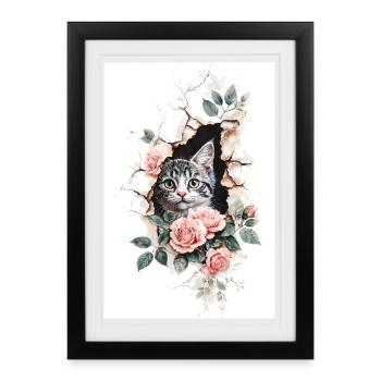 Cat Vintage - Framed poster (27 × 37 cm) - black - Front