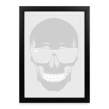 Sonnenbrillen-Skeleton Noir - Gerahmtes Poster (27 × 37 cm) - Schwarz - Vorne