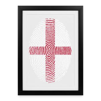 Empreinte digitale du drapeau anglais - Affiche encadrée (27 × 37 cm) - noir - Devant