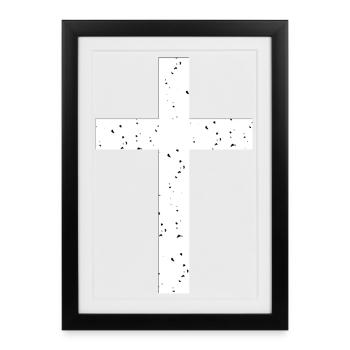 Jesus Cross White - Framed poster (27 × 37 cm) - black - Front