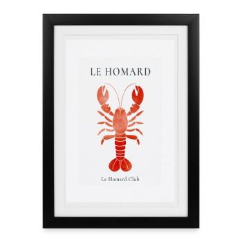 Le Homard Club Reduced Lobster Design France - Framed poster (27 × 37 cm) - black - Front