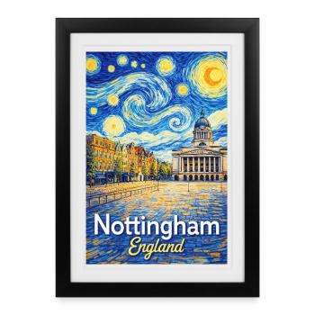 Nottingham, Angleterre - Affiche encadrée (27 × 37 cm) - noir - Devant