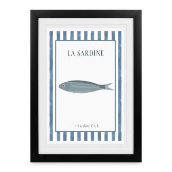 La Sardine Club Vintage Fish Poster Style - Framed poster (27 × 37 cm) - black - Front