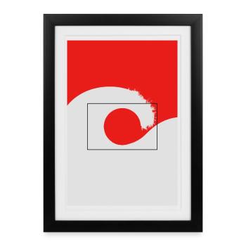 Japan Wave Minimal Poster Design - Framed poster (27 × 37 cm) - black - Front