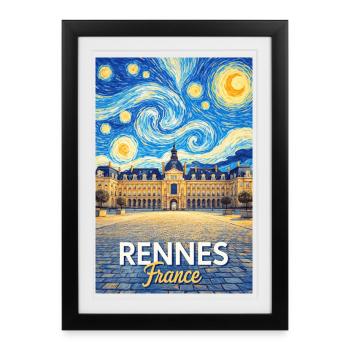 Rennes, France - Affiche encadrée (27 × 37 cm) - noir - Devant