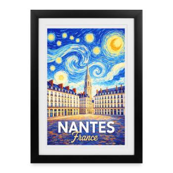 Nantes, France - Affiche encadrée (27 × 37 cm) - noir - Devant