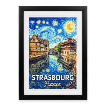 Strasbourg, France - Affiche encadrée (27 × 37 cm) - noir - Devant