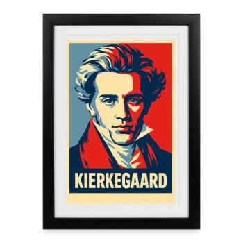Kierkegaard Pop Art Portrait - Affiche encadrée (27 × 37 cm) - noir - Devant