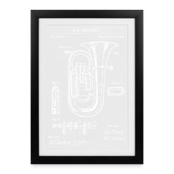 Vintage Tuba Patent Blueprint - Framed poster (27 × 37 cm) - black - Front