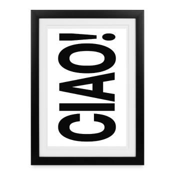 Ciao Typography Vertical Minimal Design - Framed poster (27 × 37 cm) - black - Front