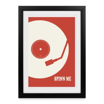 Spin Me – Retro Vinyl Turntable Poster - Framed poster (27 × 37 cm) - black - Front