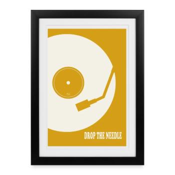 Affiche de platine Drop The Needle - Affiche encadrée (27 × 37 cm) - noir - Devant