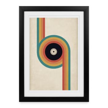 Affiche vinyle rétro Design musical du milieu du siècle - Affiche encadrée (27 × 37 cm) - noir - Devant