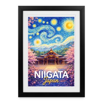 Niigata, Japon - Affiche encadrée (27 × 37 cm) - noir - Devant