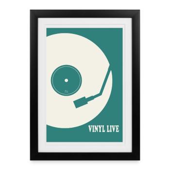 Vinyl Life Turntable Retro Music Design - Framed poster (27 × 37 cm) - black - Front