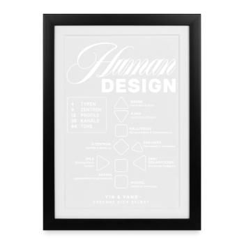 Human Design Blueprint - Gerahmtes Poster (27 × 37 cm) - Schwarz - Vorne
